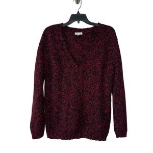 Silence + Noise Oversized XS Womens Sweater Wool Blend Red Black Pullover V Neck